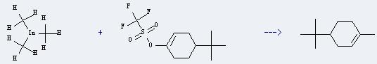 Trimethyl indium can react with 1-trifluoromethansulfonyloxy-4-t-butylcyclohexene to get 1-methyl-4-tert-butyl-1-cyclohexene